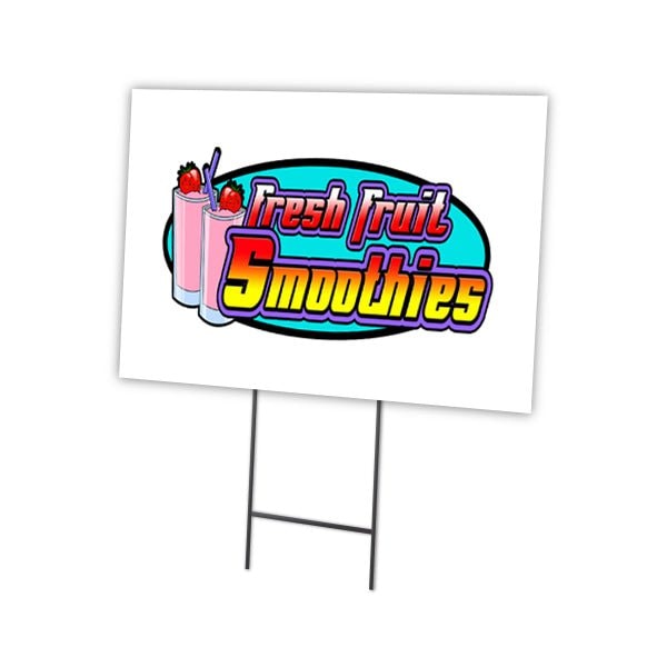 Smoothies Yard Sign & Stake outdoor plastic coroplast window, C-1216-DS-Smoothies